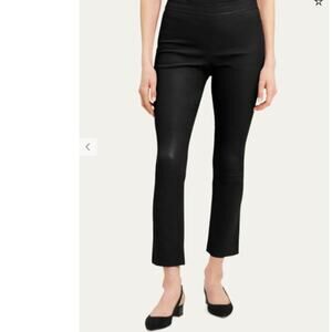 Theory Slim Kick Urban Leather Pants Black Cropped Kick Flare Sz 4